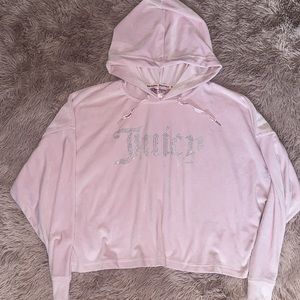 Rhinestone Velour Juicy Cropped Hoodie